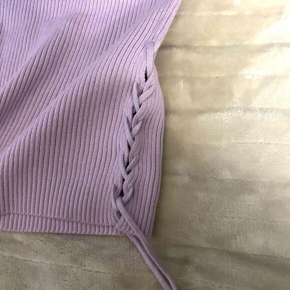 Purple Long Sleeve Top With Braided Strings On Side - Picture 5 of 5
